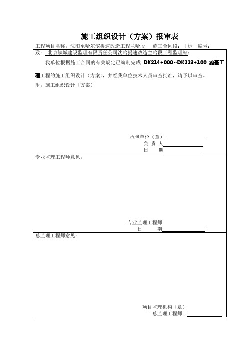 施工组织设计(方案)报审表