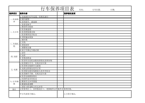 行车年度保养表