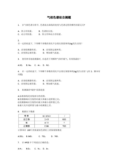 气相色谱法自测题