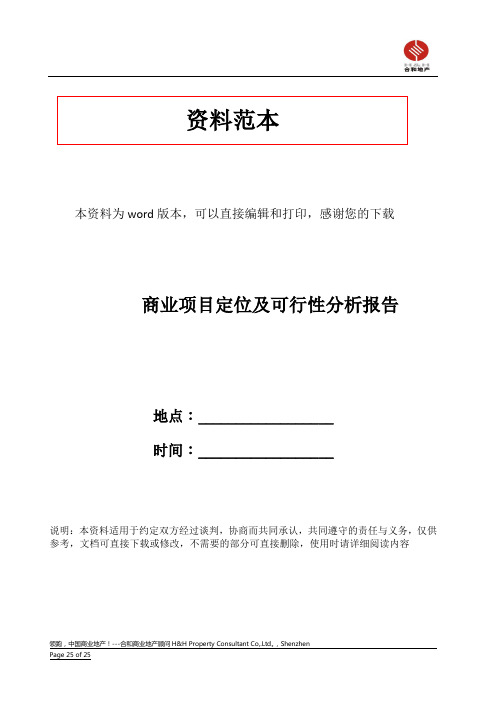 商业项目定位及可行性分析报告