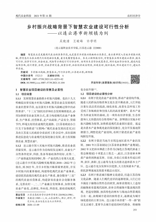 乡村振兴战略背景下智慧农业建设可行性分析——以连云港市新坝镇为例