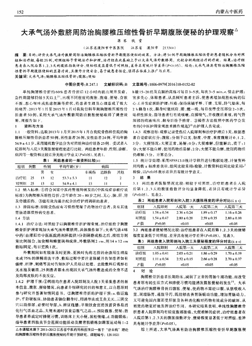 大承气汤外敷脐周防治胸腰椎压缩性骨折早期腹胀便秘的护理观察
