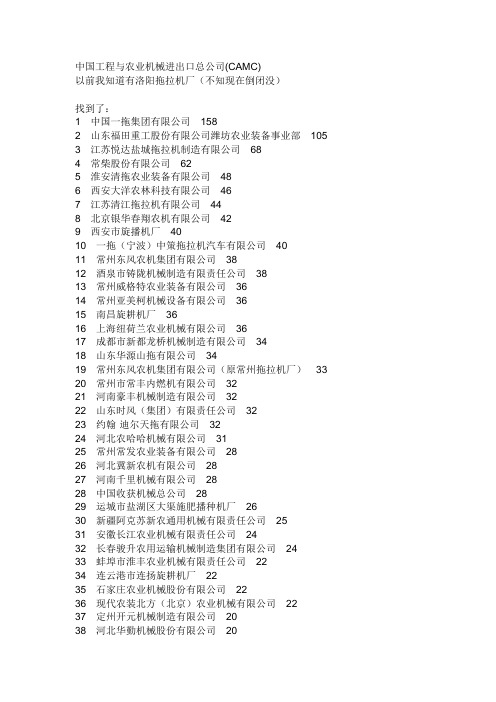 农机企业100强