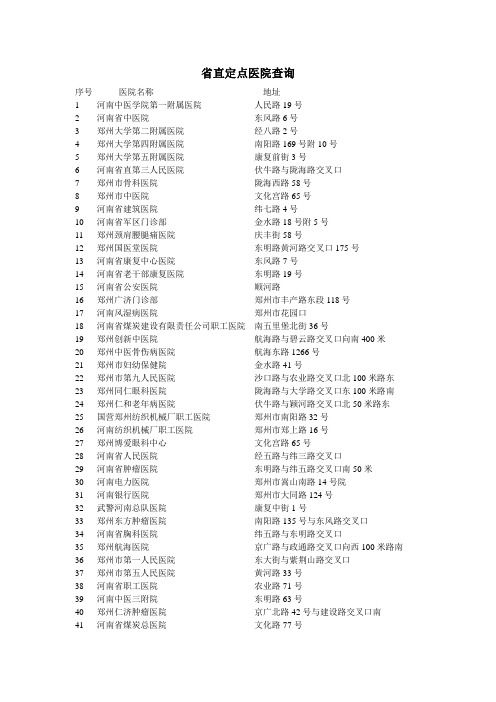 省直定点医院查询