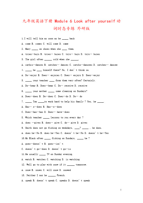 九年级英语下册 Module 6 Look after yourself动词时态专练 外研版