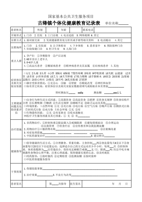 个体化健康教育记录表2