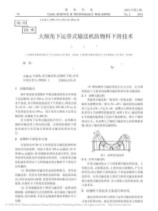 大倾角下运带式输送机防物料下滑技术_陆振新