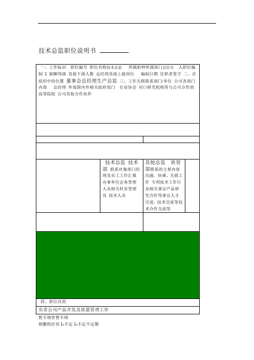 技术总监岗位说明书推荐文档