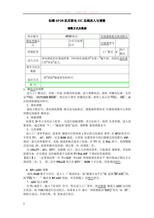 创维6p28机芯彩电iic总线进入与调整