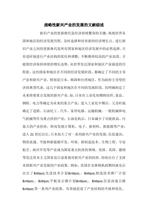 战略性新兴产业的发展的文献综述_1