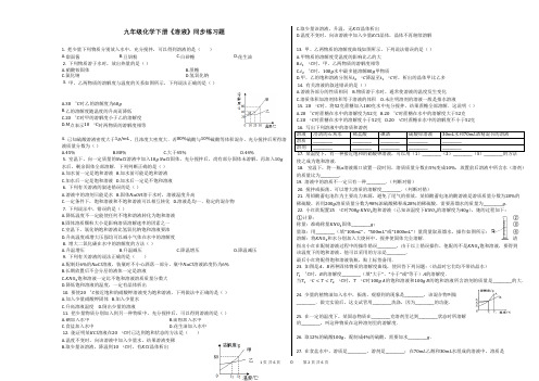 九年级化学下册《溶液》同步练习题