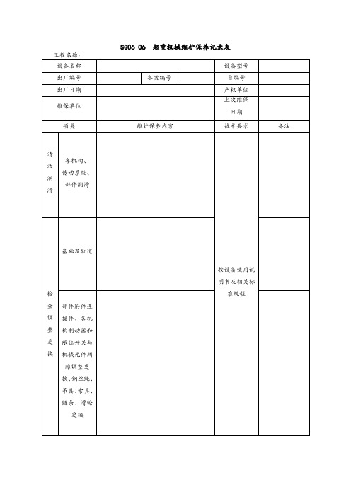 起重机械(桥式、门式)安全检查表