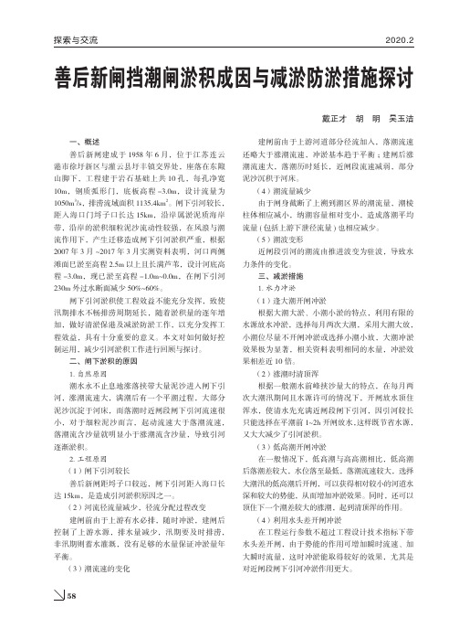 善后新闸挡潮闸淤积成因与减淤防淤措施探讨