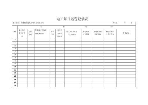 电工每日巡查记录表