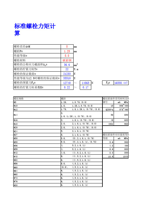 母排搭接螺栓计算表