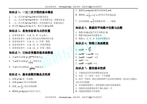 华师中考总复习知识点(无答案)