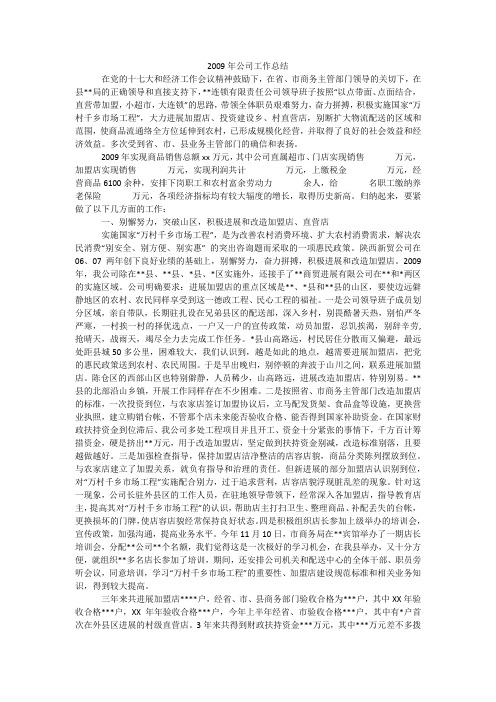 2009年公司工作总结