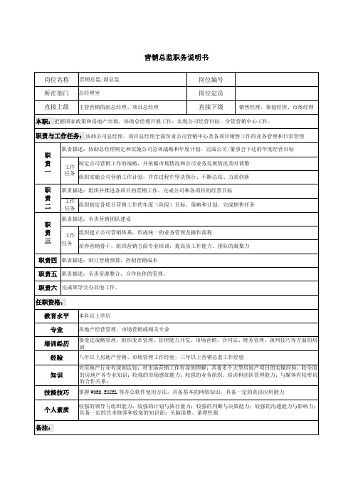 01-05-营销总监职务说明书