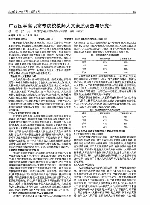 广西医学高职高专院校教师人文素质调查与研究