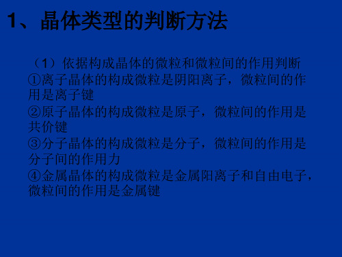 晶体类型及熔沸点的判断