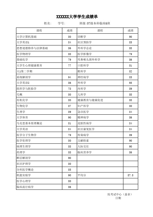 大学生_成绩单模版(盖章)