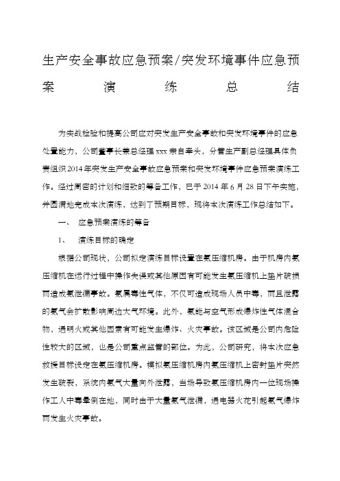 突发环境事件应急预案演练总结