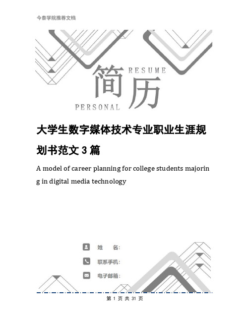 大学生数字媒体技术专业职业生涯规划书范文3篇