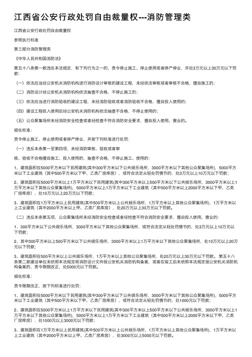 江西省公安行政处罚自由裁量权---消防管理类