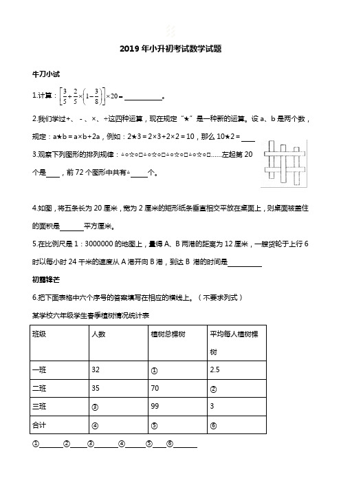 2019年小升初考试数学试卷2∣通用版(含解析)