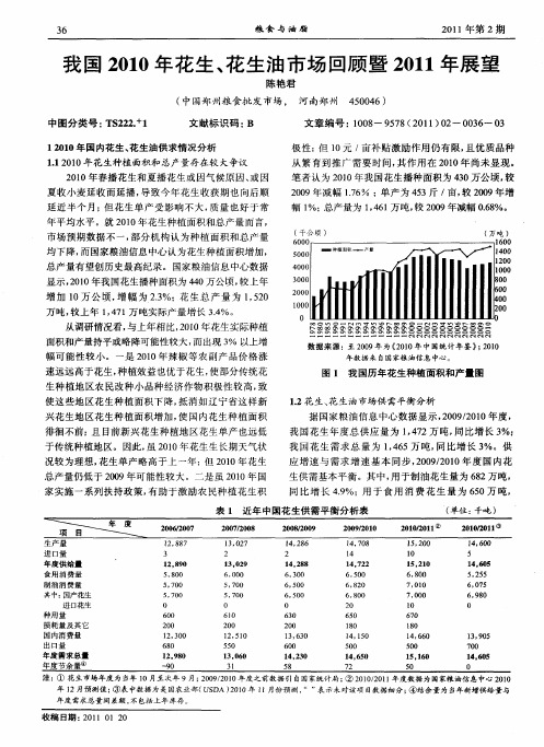 我国2010年花生、花生油市场回顾暨2011年展望