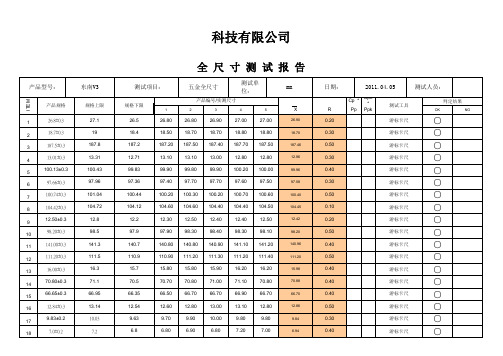 全尺寸测试报告