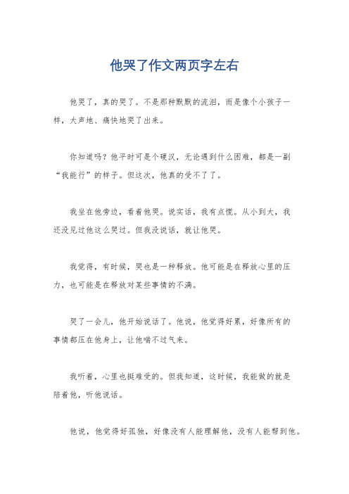 他哭了作文两页字左右