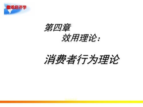 《西方经济学》微观第四章 效用理论：消费者行为理论