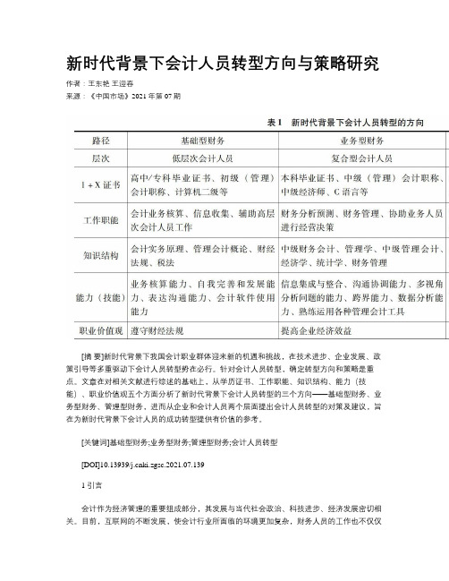 新时代背景下会计人员转型方向与策略研究