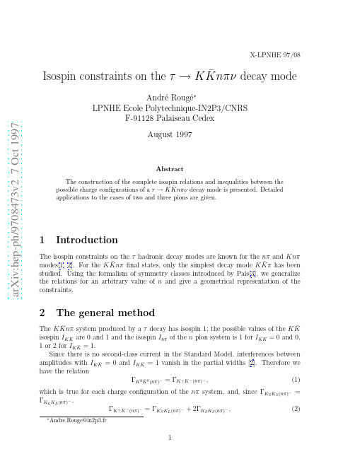 Isospin constraints on the $tauto Kbar Knpinu$ decay mode