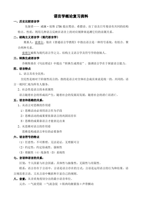 语言学概论复习资料