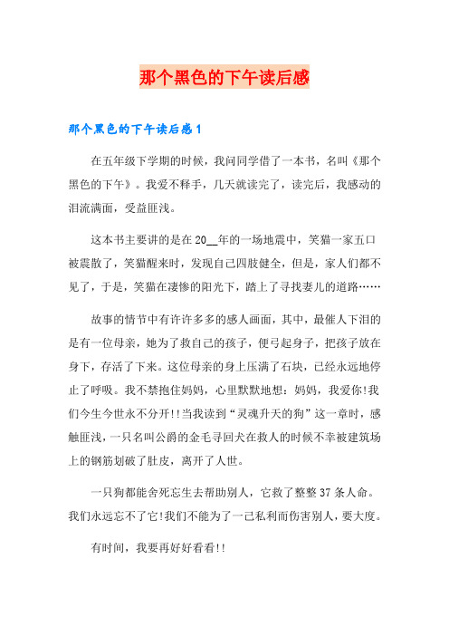那个黑色的下午读后感
