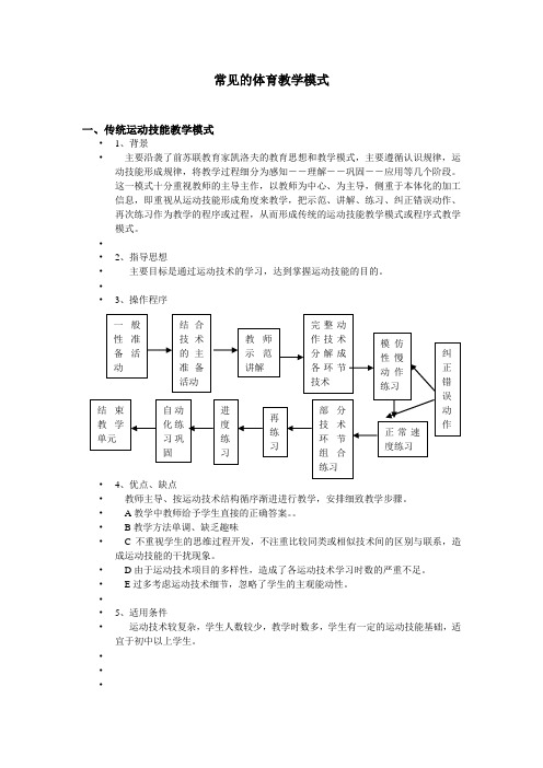 常见的体育教学模式