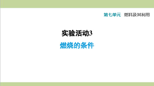 人教版九年级上册化学 实验活动3 燃烧的条件 重点习题练习复习课件