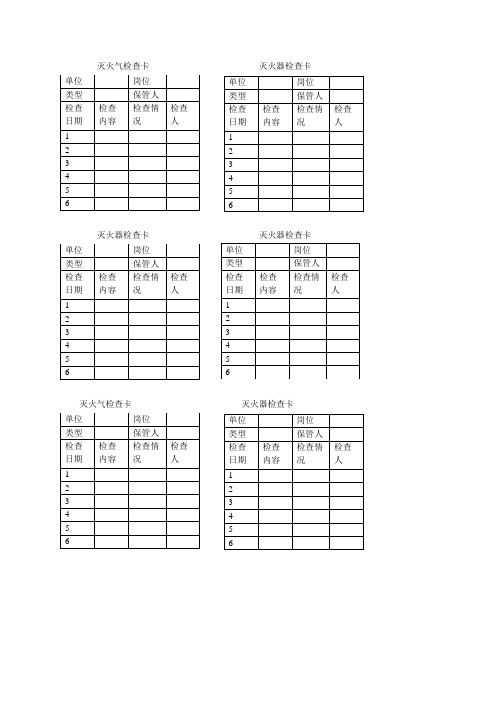 灭火器检查卡