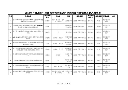 2019年挑战杯兰州大学大学生课外学术科技作品竞赛决赛