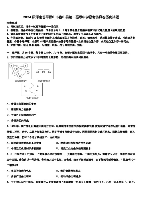 2024届河南省平顶山市鲁山县第一高级中学高考仿真卷历史试题含解析