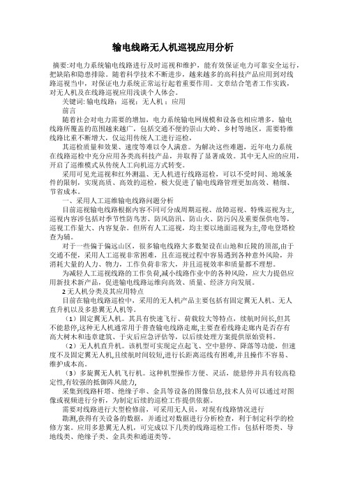 输电线路无人机巡视应用分析