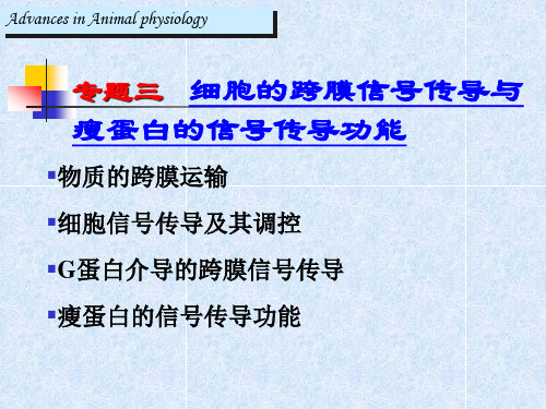 高级动物生理学 3专题三细胞的跨膜信号传导与、瘦蛋白的信号传导功能