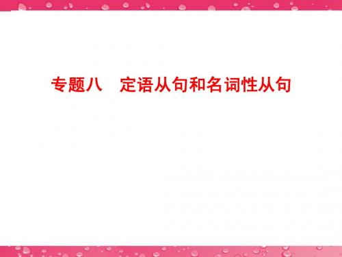 高考高三英语二轮复习课：专题八 定语从句和名词性从句(共25张PPT)