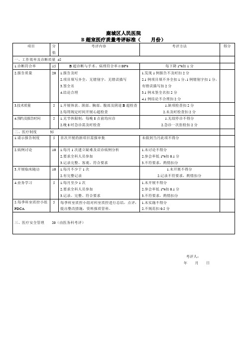 B超室医疗质量考评标准