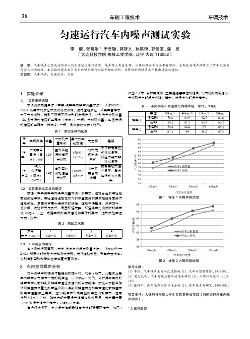 匀速运行汽车内噪声测试实验