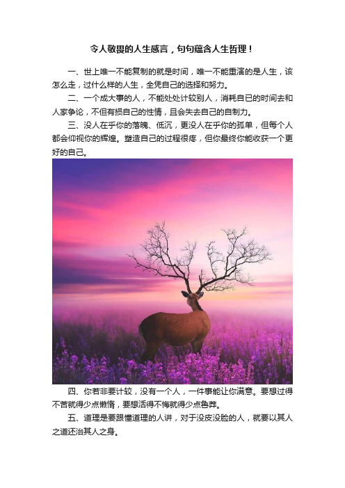 令人敬畏的人生感言，句句蕴含人生哲理！