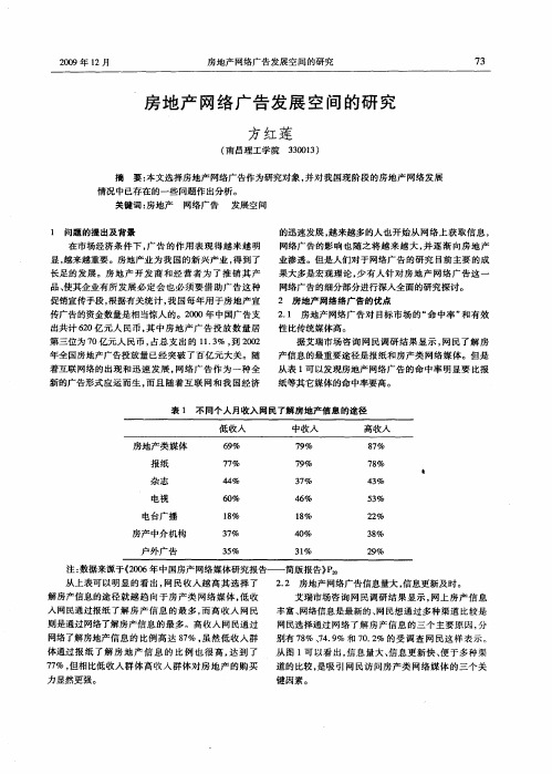 房地产网络广告发展空间的研究