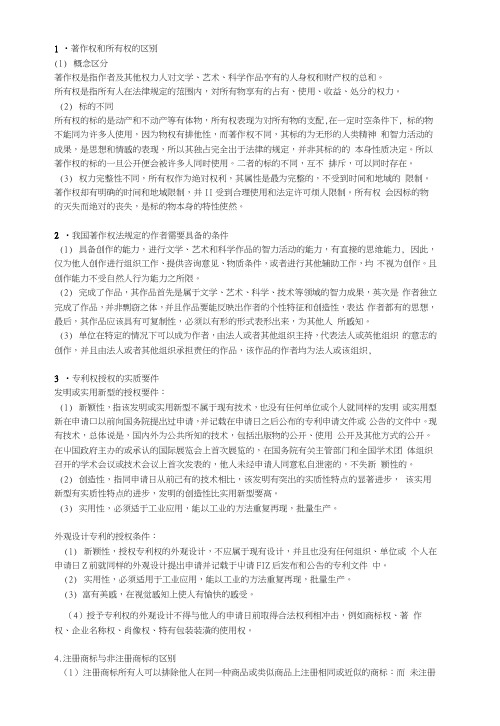 师大大二下学期知识产权法考试重点.docx